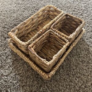 Water Hyacinth Natural Woven Basket Set, Vanity Set